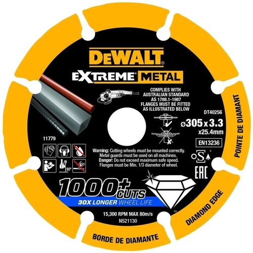 Алмазный диск DeWALT DT40256-QZ, 305мм, 3.3мм, 25.4мм, по металлу