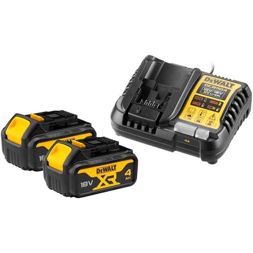 Батарея аккумуляторная DeWALT DCB1104M2-QW, 18В, 4Ач, Li-Ion, ЗУ в комплекте