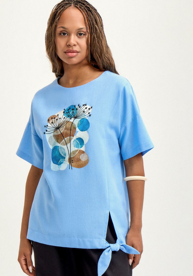 Frida Collection Блуза с принтом изо льна