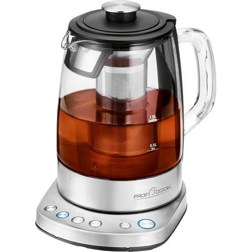 Чайник электрический PROFI COOK PC-WKS 1167 G, 1.5л, стекло/металл/пластик