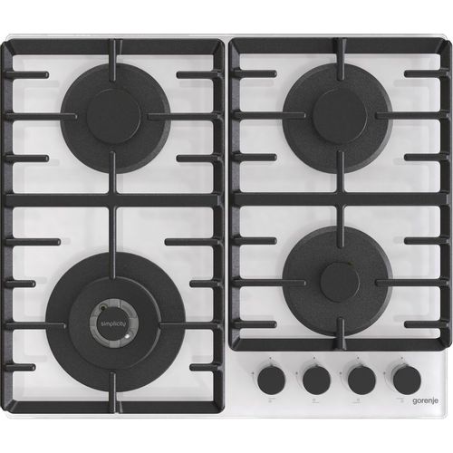 Газовая варочная панель Gorenje Simplicity GTW642SYW, 4 конфорки, закаленное стекло, белый