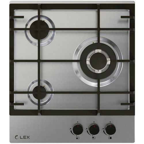 Газовая варочная панель LEX GVS 435 IX, 3 конфорки, нержавеющая сталь, серый