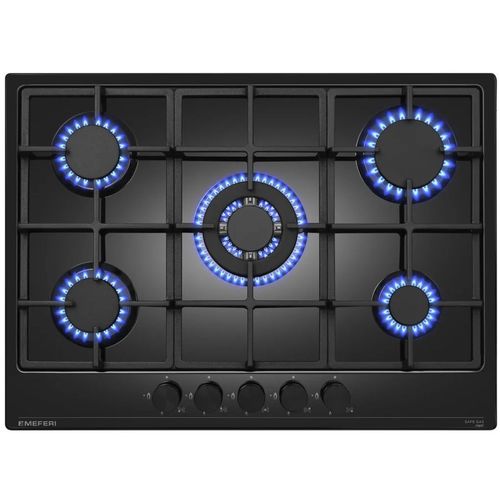 Газовая варочная панель MEFERI Power MGH705BK, 5 конфорок, эмаль, черный