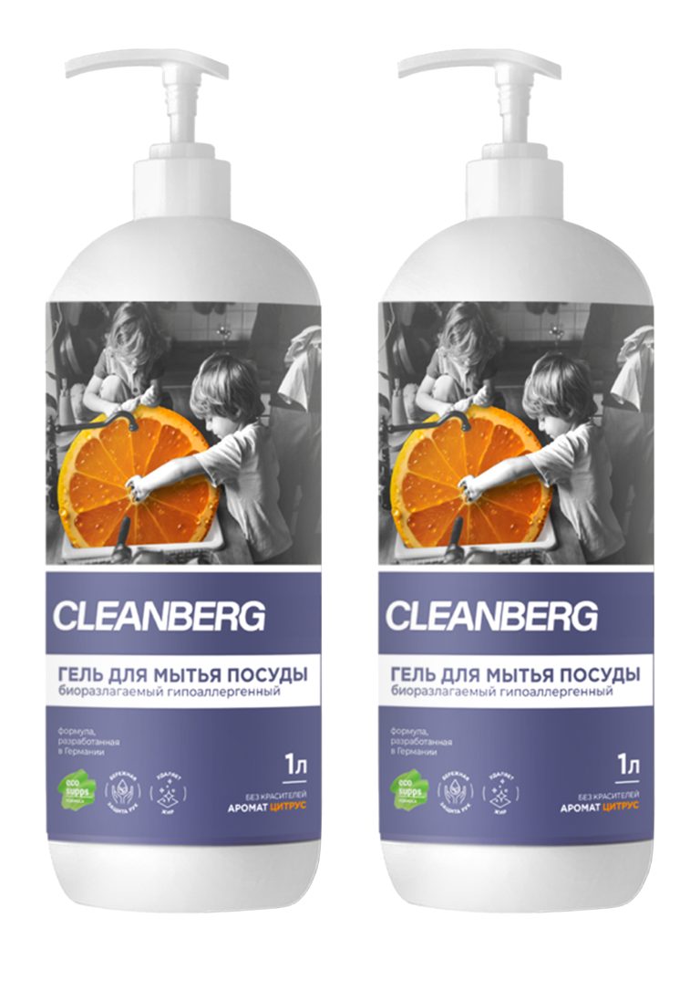CLEANBERG Гель для мытья посуды, 2 шт.