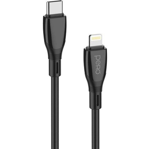 Кабель PERO DC-11, Lightning (m) — USB Type-C (m), 2м, 3A, черный [prdc-11tl2mb]