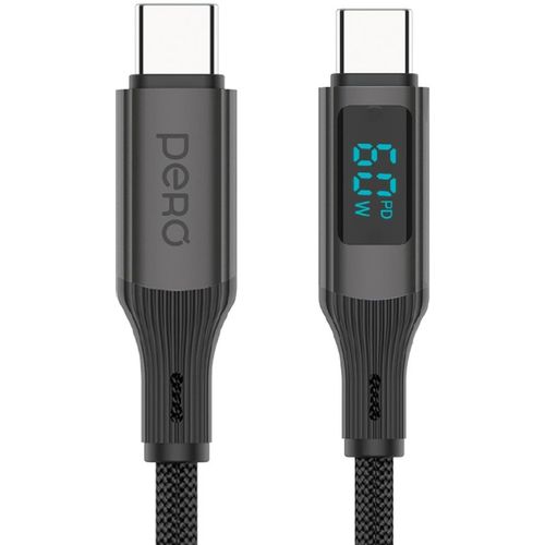 Кабель PERO DC-14, USB Type-C (m) — USB Type-C (m), 1.2м, черный [prdc-14cc]