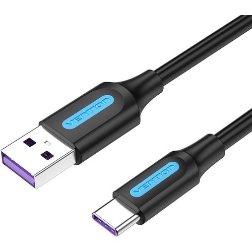 Кабель VENTION CORBH, USB Type-C (m) (прямой) — USB 2.0 A (m) (прямой), круглое, 2м, пакет, черный