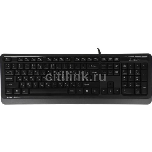 Клавиатура A4TECH Fstyler FK10, проводная, USB, мембранная, черный/серый [fk10 grey]