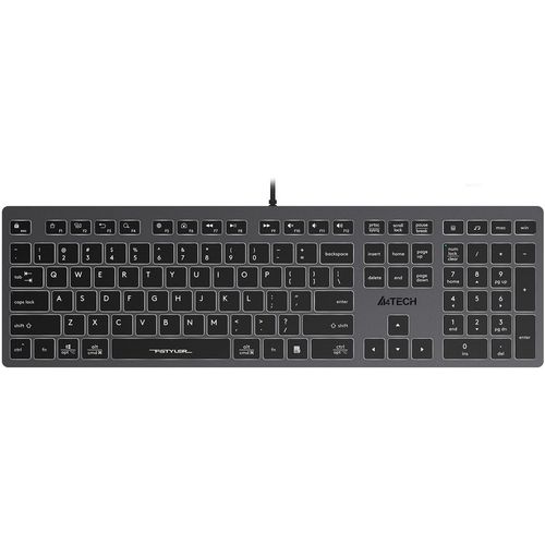 Клавиатура A4TECH Fstyler FX60H, проводная, USB, ножничная, серый [fx60h grey/white]