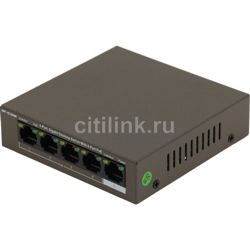 Коммутатор IP-COM G1105P-4-63W, неуправляемый, 5 RJ-45, 10/100/1000 Мбит/с
