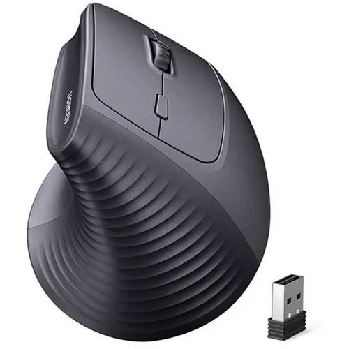 Мышь беспроводная UGREEN M571, радио, вертикальная, оптическая, USB, 4000dpi, черный [55916]