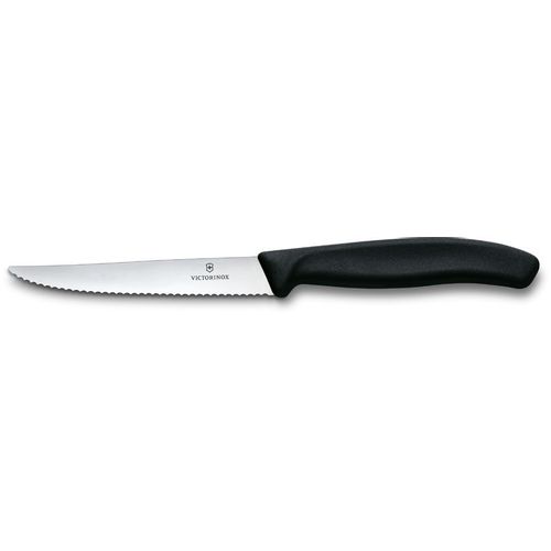 Нож кухонный Victorinox Swiss Classic 6.7233, универсальный, для стейка/пиццы, 110мм, заточка серрейтор, стальной, черный