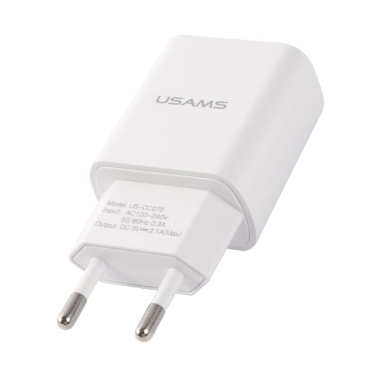 Usams T21 Charger kit 1 USB T18 2,1A + кабель Type-C 1m (белый)