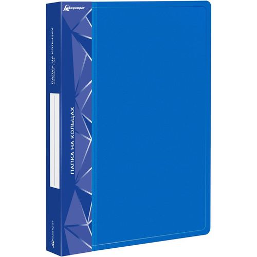 Папка на кольцах Бюрократ -0840/2DBLU, 2шт колец, D-образные , A4, 40мм корешок, пластик, 0.8мм, синий 16 шт./кор.