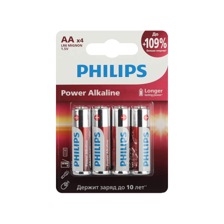 Philips AA LR6-4BL 1,5v Power 4шт