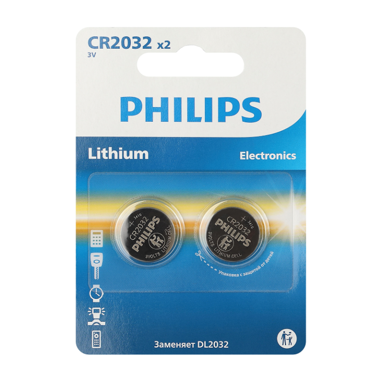 Philips CR2032-2BL литиевые, 2шт — цена и наличие Philips CR2032-2BL литиевые, 2шт