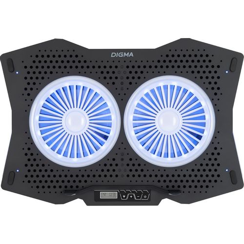 Подставка для ноутбука Digma D-NCP180-2x110RGB, 18″, 410х280х34 мм, 2хUSB, вентиляторы 2 х 110 мм, 700г, черный