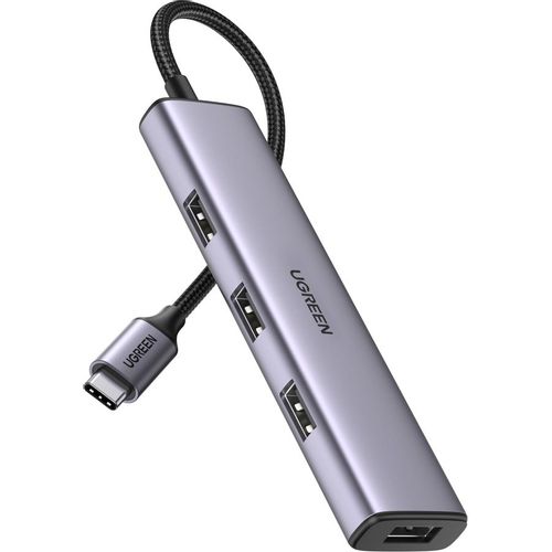 Порт-репликатор UGREEN CM473, USB Type-C, 4хUSB 3.0, серый [20841]