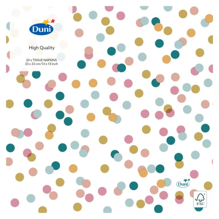 Салфетки бумажные трехслойные Duni Dream dots 33х33 см, бумага