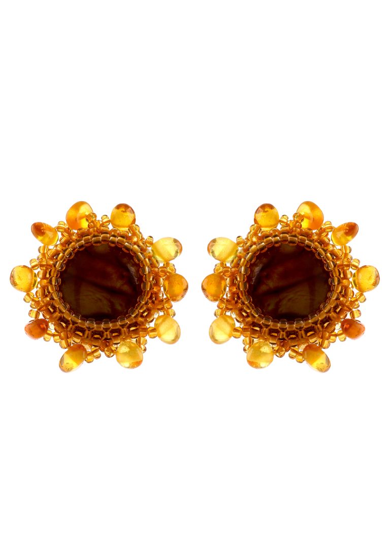 AMBER PALACE Серьги-клипсы "Солнечное настроение"