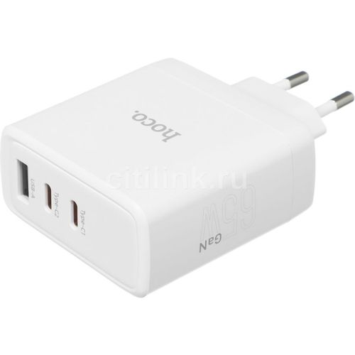 Сетевое зарядное устройство Hoco N30 Glory, USB-A, 2xUSB-C, 65Вт, 3.25A, белый [84155]