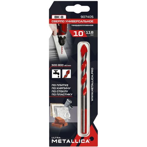 Сверло METALLICA 907405, универсальное, 10мм, трехгранный — цена и наличие Сверло METALLICA 907405, универсальное, 10мм, трехгранный
